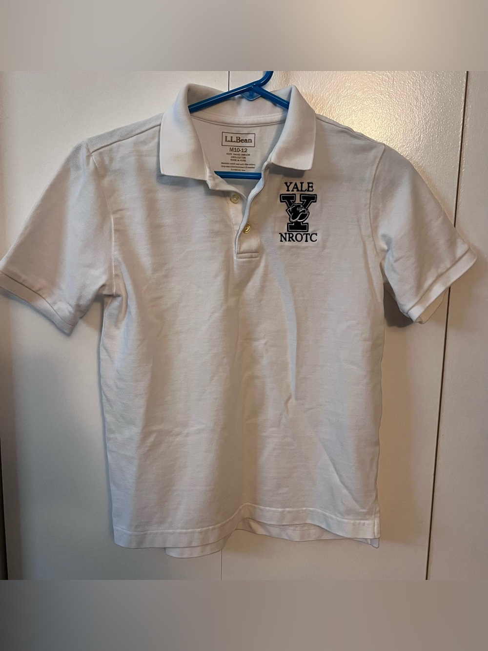 L.L. Bean Kids White Polo with Yale NROTC Crest